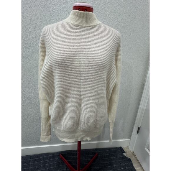 Ivory Mock Neck Dolman Sleeve Knit Sweater Pullover Relaxed Fit - Picture 1 of 7